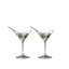 RIEDEL Vinum Martini filled with a drink on a white background