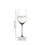 A RIEDEL Veritas Champagne Wine Glass on a white background with product dimensions: Height: 235 mm | 9.25 inch Biggest diameter: 85 mm | 3.34 inch Base diameter: 82 mm | 3.22 inch. 