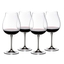 RIEDEL Vinum New World Pinot Noir Set filled with a drink on a white background