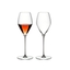 RIEDEL Veloce Rosé filled with a drink on a white background