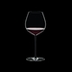 RIEDEL Fatto A Mano Pinot Noir Black filled with a drink on a black background