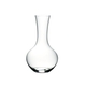 Red wine filled RIEDEL Syrah decanter on white background. A red line indicates the level of 750ml wine.