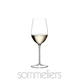 RIEDEL Sommeliers Riesling Grand Cru filled with a drink on a white background
