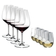 Special Offer - RIEDEL Performance Cabernet + RIEDEL Optical O filled with a drink on a white background