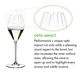 Two RIEDEL Performance Champagne Glasses side by side on white background. The glass on the left side is filled with champagne, the other one is empty.
