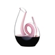 RIEDEL Decanter Curly Pink R.Q. filled with a drink on a white background