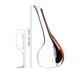 A RIEDEL Black Tie Touch Decanter Red with a black/red/black stripe and filled with red wine.