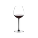 RIEDEL Fatto A Mano Pinot Noir Black R.Q. filled with a drink on a white background