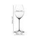 A RIEDEL Veritas New World Shiraz glass filled with red wine on white background