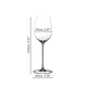A white wine filled RIEDEL Superleggero Viognier/Chardonnay glass on white background