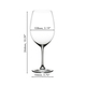 RIEDEL Vinum Bordeaux Grand Cru glass filled with red wine on white background
