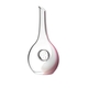 Red wine filled RIEDEL Sakura Decanter with a white-pink-white stripe down one side and an embedded flower motif in the center. A red line indicates the level of 750ml wine.