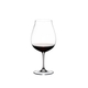 RIEDEL Vinum New World Pinot Noir filled with a drink on a white background