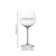 White wine filled RIEDEL Superleggero Oaked Chardonnay glass on white background