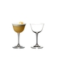 Two RIEDEL Drink Specific Glassware Sour glasses one filled with Whisky Sour and one unfilled on a white background.