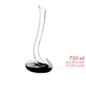 RIEDEL Eve Decanter filled with red wine on white background with product dimensions