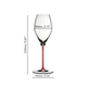 Sample packaging of a RIEDEL Fatto A Mano Performance Champagne Glass Red single pack.