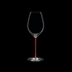 RIEDEL Fatto A Mano Champagne Wine Glass Red R.Q. on a black background