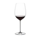 A RIEDEL Superleggero Bordeaux Grand Cru glass filled with red wine