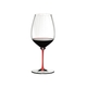A RIEDEL Fatto A Mano Performance Cabernet Sauvignon glass with red stem fill with red wine.
