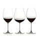 RIEDEL Veritas Red Wine Tasting Set filled with a drink on a white background
