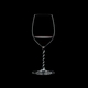 RIEDEL Fatto A Mano Cabernet/Merlot Black & White R.Q. filled with a drink on a black background