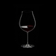 RIEDEL Veritas New World Pinot Noir/Nebbiolo/Rosé Champagne Glass filled with a drink on a black background
