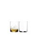 RIEDEL O Wine Tumbler Whisky gefüllt mit einem Getränk auf weißem Hintergrund