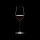 RIEDEL Fatto A Mano Riesling/Zinfandel Black R.Q. filled with a drink on a black background