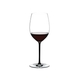 RIEDEL Fatto A Mano Cabernet/Merlot Black R.Q. filled with a drink on a white background