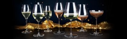 RIEDEL Champagne glassware lined up