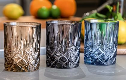 Image of Nachtmann Noblesse Tumblers in tobacco, smoke and vintage blue