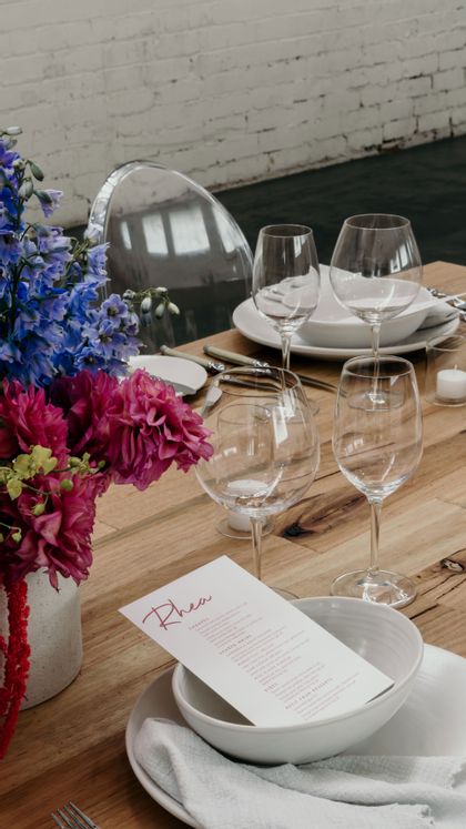 RIEDEL glasses on tabletop at an event by Social Event Hire