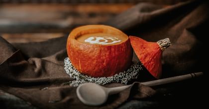 pumpkin soup in pumpkin