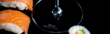 RIEDEL Sauvignon Blanc base highlighted next to sushi