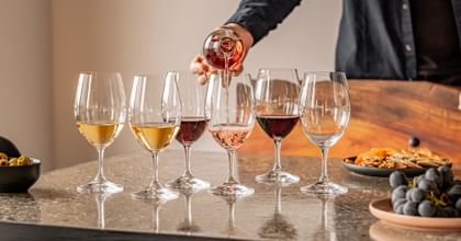 Image of RIEDEL Ouverture Magnum lined up on tabletop