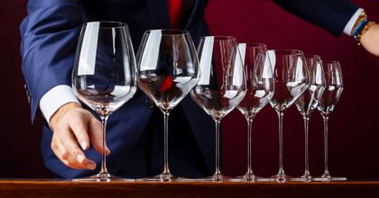 Image of the RIEDEL Veloce Collection lined up on tabletop