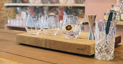 Three NACHTMANN Gin and Tonic Glasses and a mixing glass