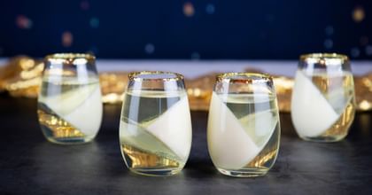 stemless RIEDEL glassware lined up 