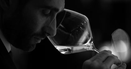 smelling wine aroma from glass