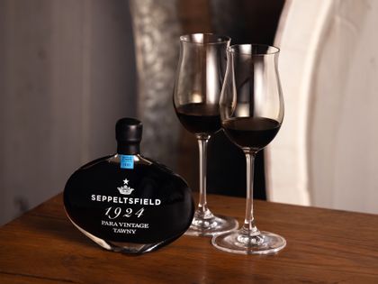 Image of Seppeltsfield's 100 Year Old Para Vintage Tawny and RIEDEL Vinum Cognac Hennesy Glasses