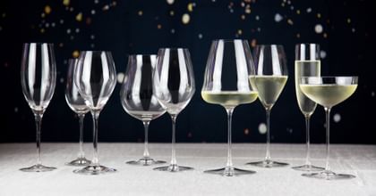 various RIEDEL champagne glasses lined up