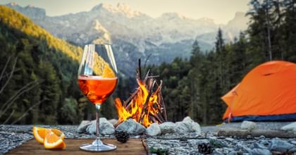 Aperol spritz in camping setting