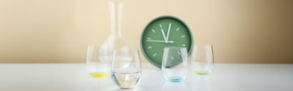 RIEDEL Happy O glassware in front of decanter 