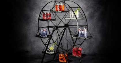 cocktails in RIEDEL glasses on a wheel