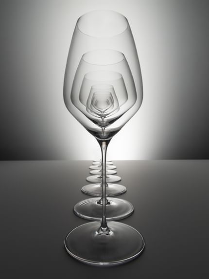 RIEDEL Veloce glasses lined up in front of another