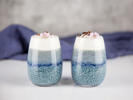 two blue colored cocktails