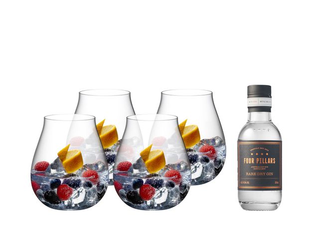 Image of RIEDEL Gin Set and Four Pillars Gin Bottle