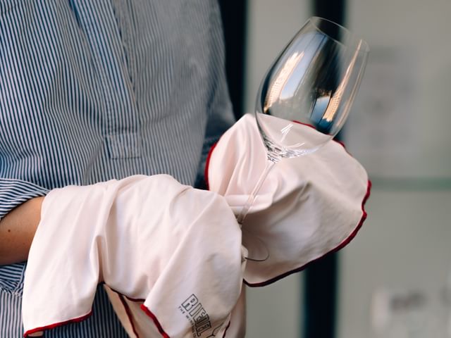 cleaning glass using RIEDEL polishing cloth