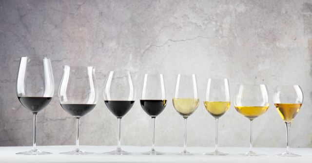 various wine glasses lined up